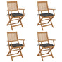 Folding Chairs 4 pcs with Cushions Solid Acacia Wood