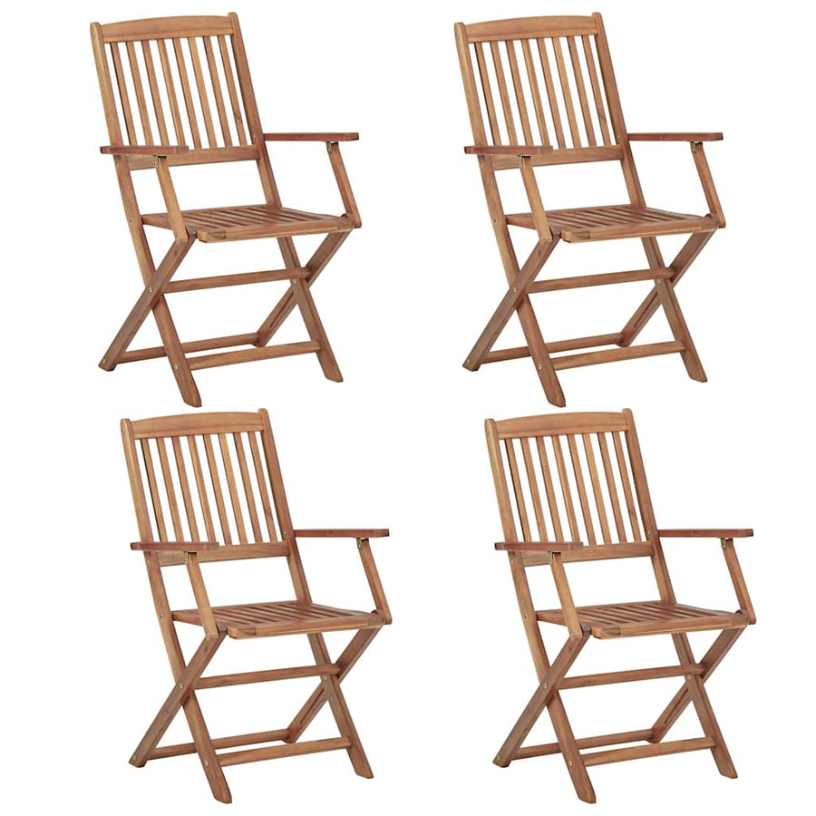 Folding Chairs 4 pcs with Cushions Solid Acacia Wood