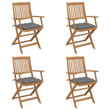 Folding Chairs 4 pcs with Cushions Solid Acacia Wood