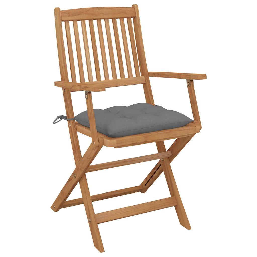 Folding Chairs 4 pcs with Cushions Solid Acacia Wood