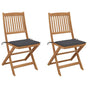 Folding Chairs 2 pcs with Cushions Solid Acacia Wood