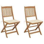 Folding Chairs 2 pcs with Cushions Solid Acacia Wood