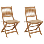 Folding Chairs 2 pcs with Cushions Solid Acacia Wood