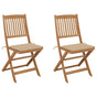 Folding Chairs 2 pcs with Cushions Solid Acacia Wood
