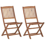 Folding Garden Chairs 2 pcs with Cushions Solid Wood Acacia - Side View