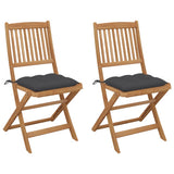 Folding Chairs 2 pcs with Cushions Solid Acacia Wood