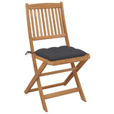 Folding Chairs 2 pcs with Cushions Solid Acacia Wood
