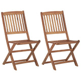 Folding Chairs 2 pcs with Cushions Solid Acacia Wood - Side View