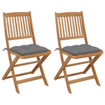 Folding Chairs 2 pcs with Cushions Solid Acacia Wood