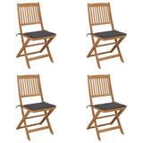 Folding Garden Chairs 4 pcs with Cushions Solid Wood Acacia