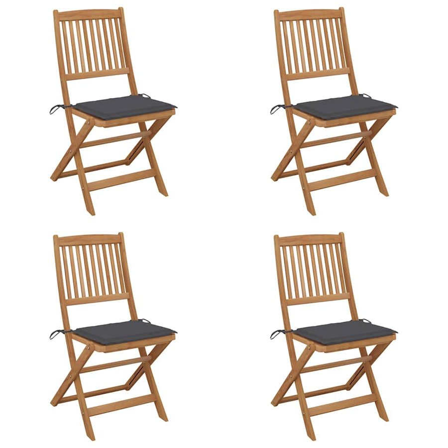 Folding Chairs 4 pcs with Cushions Solid Acacia Wood