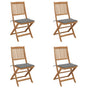 Folding Chairs 4 pcs with Cushions Solid Acacia Wood