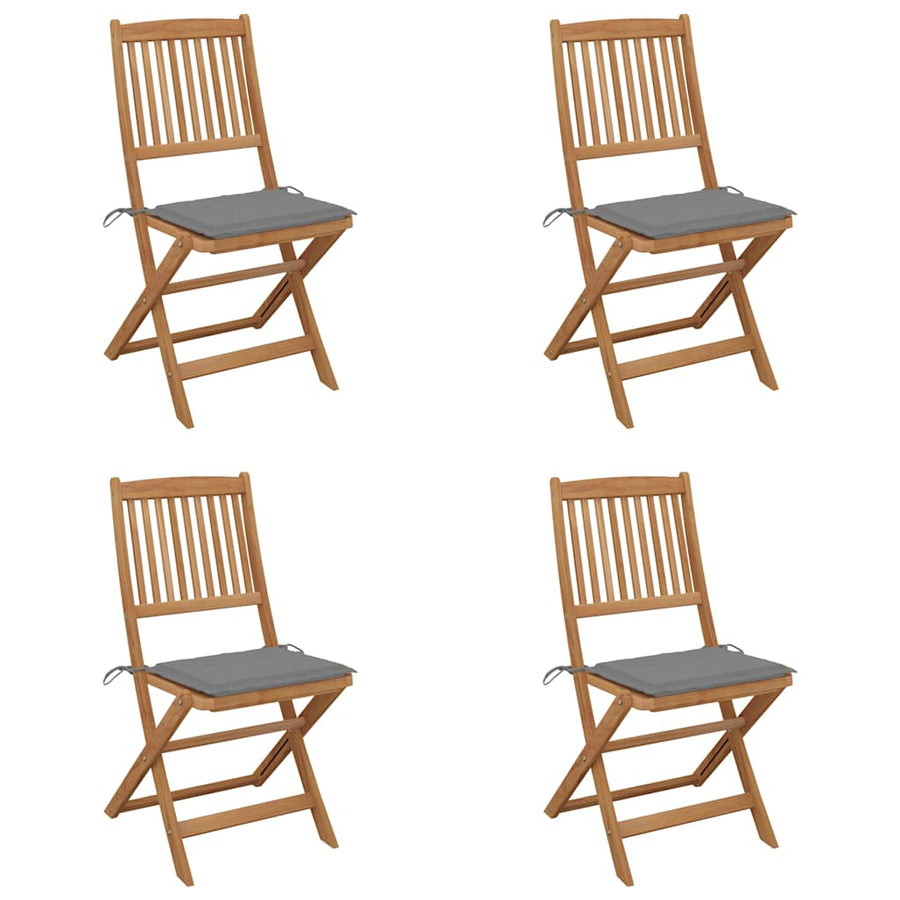 Folding Chairs 4 pcs with Cushions Solid Acacia Wood