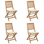 Folding Chairs 4 pcs with Cushions Solid Acacia Wood