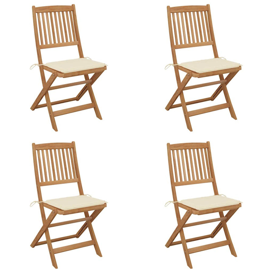 Folding Chairs 4 pcs with Cushions Solid Acacia Wood