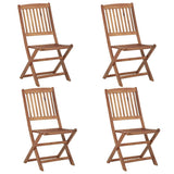 Folding Garden Chairs 4 pcs with Cushions Solid Wood Acacia - Side View