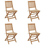 Folding Chairs 4 pcs with Cushions Solid Acacia Wood