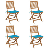 Folding Chairs 4 pcs with Cushions Solid Acacia Wood