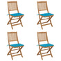 Folding Chairs 4 pcs with Cushions Solid Acacia Wood