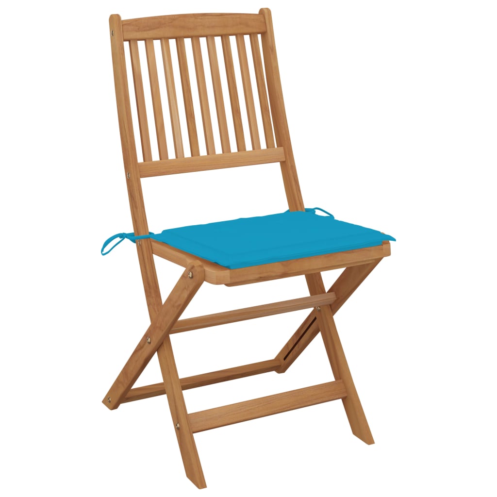 Folding Chairs 4 pcs with Cushions Solid Acacia Wood
