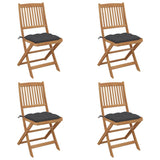 Folding Garden Chairs 4 pcs with Cushions Solid Wood Acacia