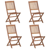 Folding Garden Chairs 4 pcs with Cushions Solid Wood Acacia - Front View