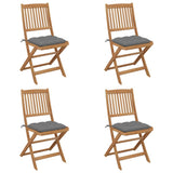 Folding Garden Chairs 4 pcs with Cushions Solid Wood Acacia