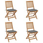 Folding Chairs 4 pcs with Cushions Solid Acacia Wood