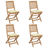 Folding Chairs 4 pcs with Cushions Solid Acacia Wood