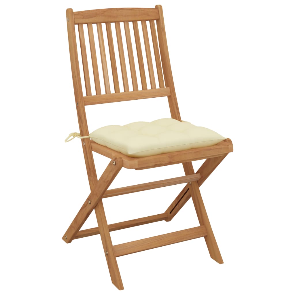 Folding Chairs 4 pcs with Cushions Solid Acacia Wood