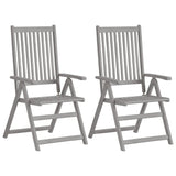 Garden Reclining Chairs 2 pcs with Cushions Solid Wood Acacia - Front View