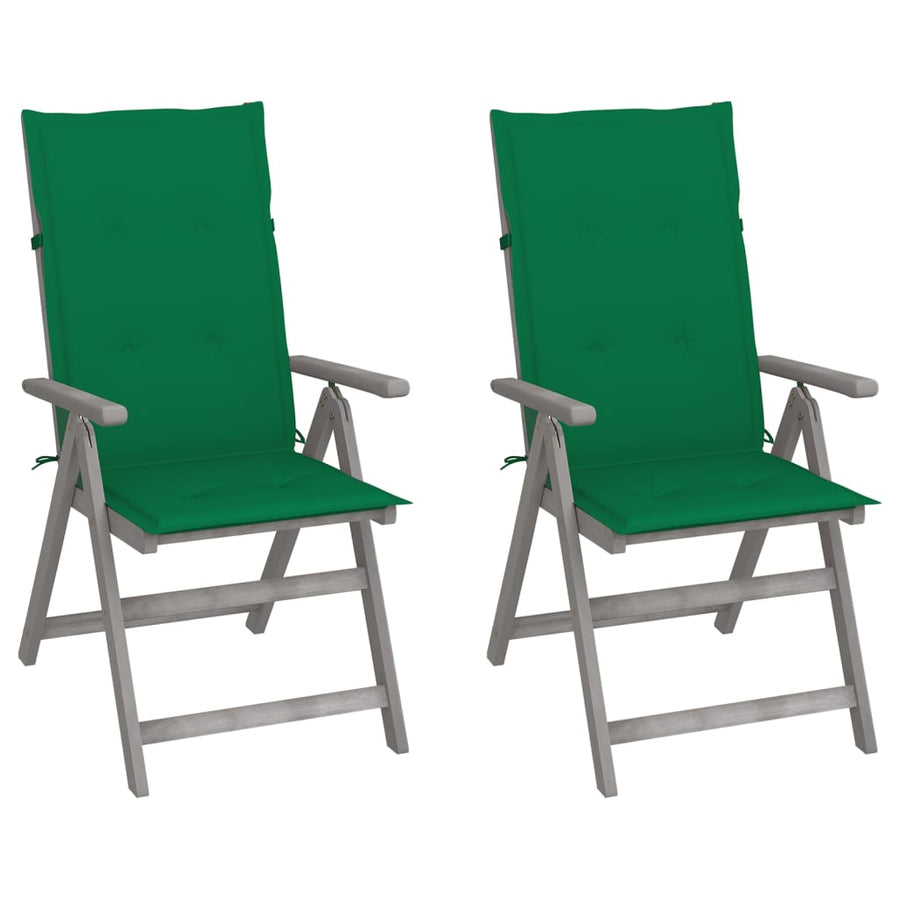 Garden Reclining Chairs 2 pcs with Cushions Solid Acacia Wood