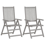 Garden Reclining Chairs 2 pcs with Cushions Solid Wood Acacia - Front View