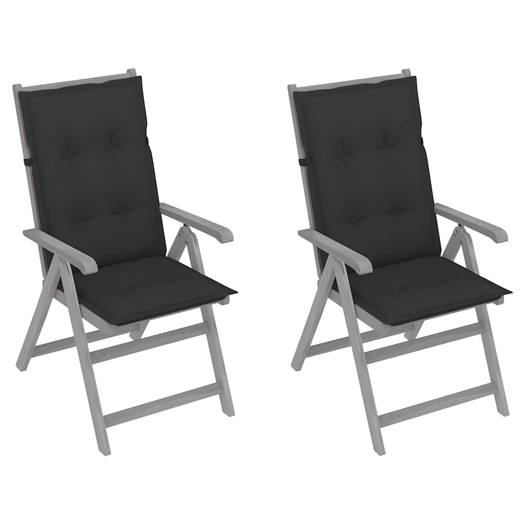 Garden Reclining Chairs 2 pcs with Cushions Solid Acacia Wood