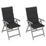 Garden Reclining Chairs 2 pcs with Cushions Solid Acacia Wood