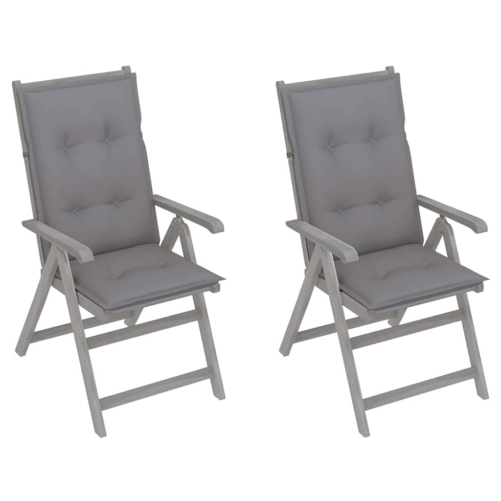 Garden Reclining Chairs 2 pcs with Cushions Solid Acacia Wood