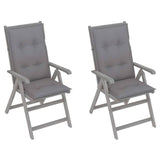 Garden Reclining Chairs 2 pcs with Cushions Solid Acacia Wood