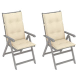 Garden Reclining Chairs 2 pcs with Cushions Solid Acacia Wood