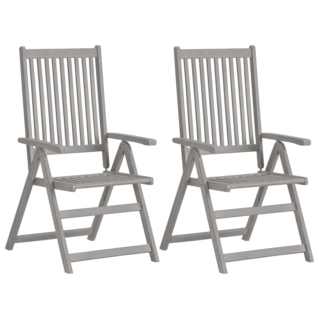 Garden Reclining Chairs 2 pcs with Cushions Solid Acacia Wood