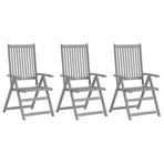 Garden Reclining Chairs 3 pcs with Cushions Solid Acacia Wood