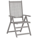 Garden Reclining Chairs 3 pcs with Cushions Solid Acacia Wood - Side View