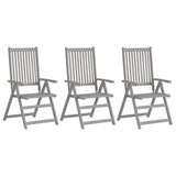 Garden Reclining Chairs 3 pcs with Cushions Solid Acacia Wood