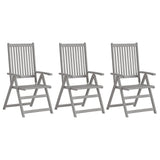 Garden Reclining Chairs 3 pcs with Cushions Solid Acacia Wood