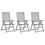 Garden Reclining Chairs 3 pcs with Cushions Solid Acacia Wood