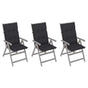 Garden Reclining Chairs 3 pcs with Cushions Solid Acacia Wood