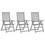 Garden Reclining Chairs 3 pcs with Cushions Solid Acacia Wood
