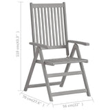 Garden Reclining Chairs 3 pcs with Cushions Solid Acacia Wood - Extra Image