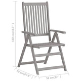 Garden Reclining Chairs 3 pcs with Cushions Solid Acacia Wood - Extra Image