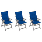 Garden Reclining Chairs 3 pcs with Cushions Solid Acacia Wood