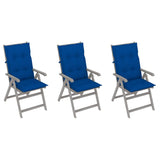 Garden Reclining Chairs 3 pcs with Cushions Solid Acacia Wood